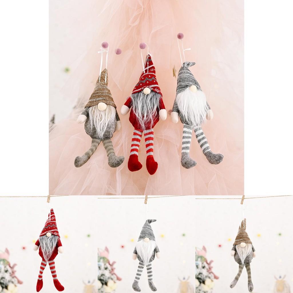 Plush Striped Festive Forest Old Man Hanging Leg Decoration For Holiday Cheer