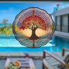 Beautiful Red Maple Tree Pattern Metal Hanging Wind Chime Outdoor Decorative Kinetic Garden Art for Halloween Christmas Thanksgiving Birthday