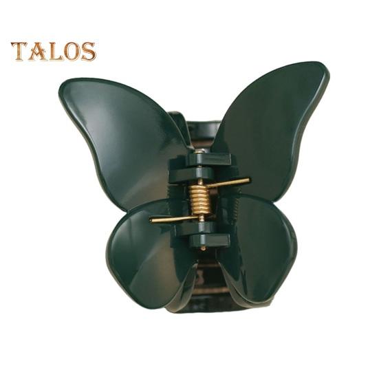 

Женская заколка для волос в форме бабочки, гладкий сплошной цвет, сильный коготь, противоскользящее украшение для волос, коготь для волос, зажим для волос для вечеринок и свиданий темно-зеленого