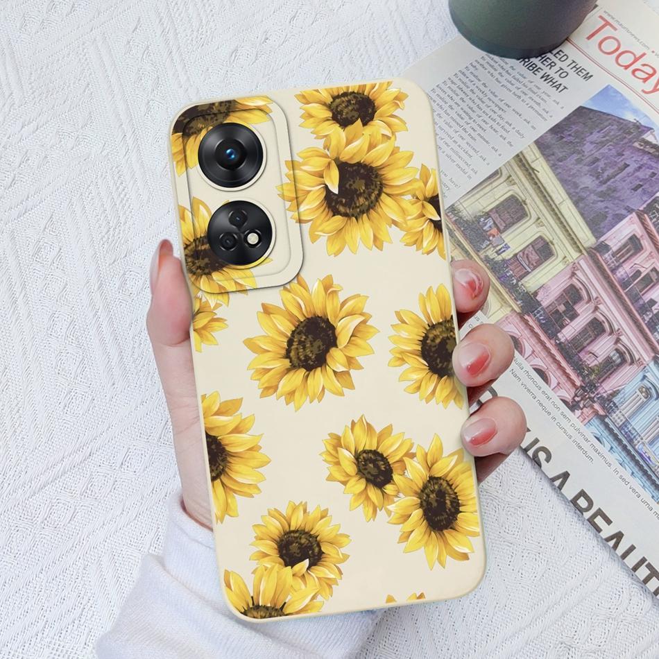Phone Case For OPPO Reno 8T 4G 5G 8Z 8Lite Cover Cartoon Camera Protection Liquid Silicone Bumper For OPPO Reno8 T Fundas Gift