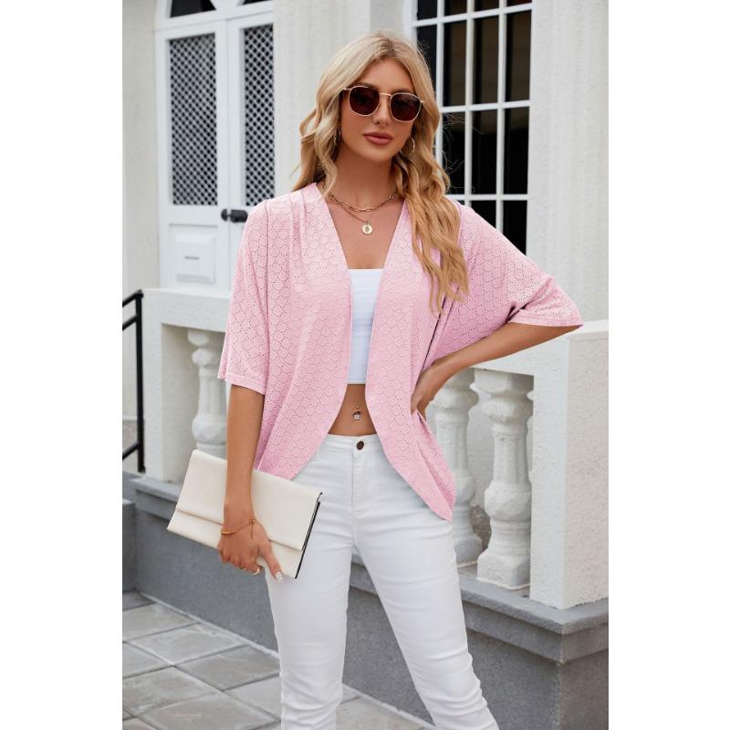 Summer Women's Cardigan, New Solid Color Medium Sleeve Cardigan, Knitted Cardigan Jacket, Air Conditioning Shirt