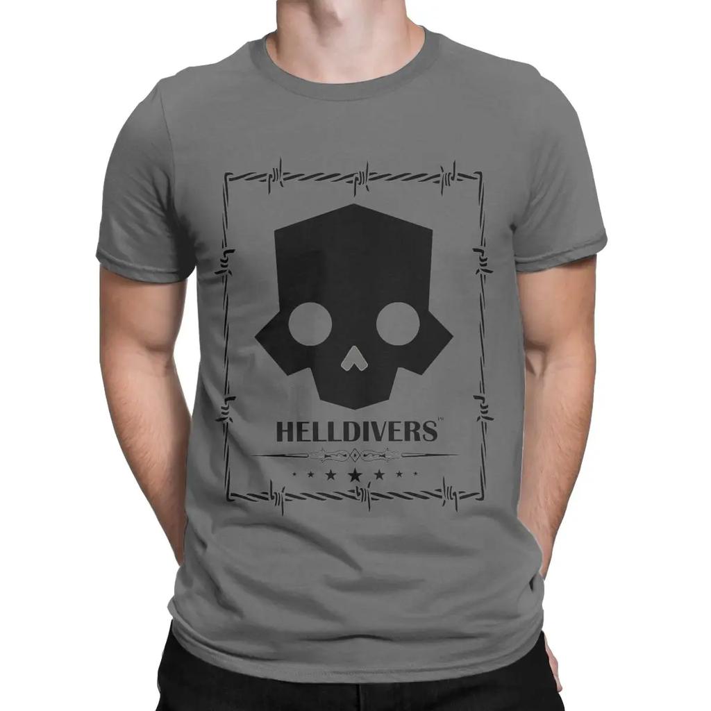 Awesome Helldivers Scifi Video Game T-Shirt Men Round Neck Cotton T Shirts Short Sleeve Tees Printing Tops