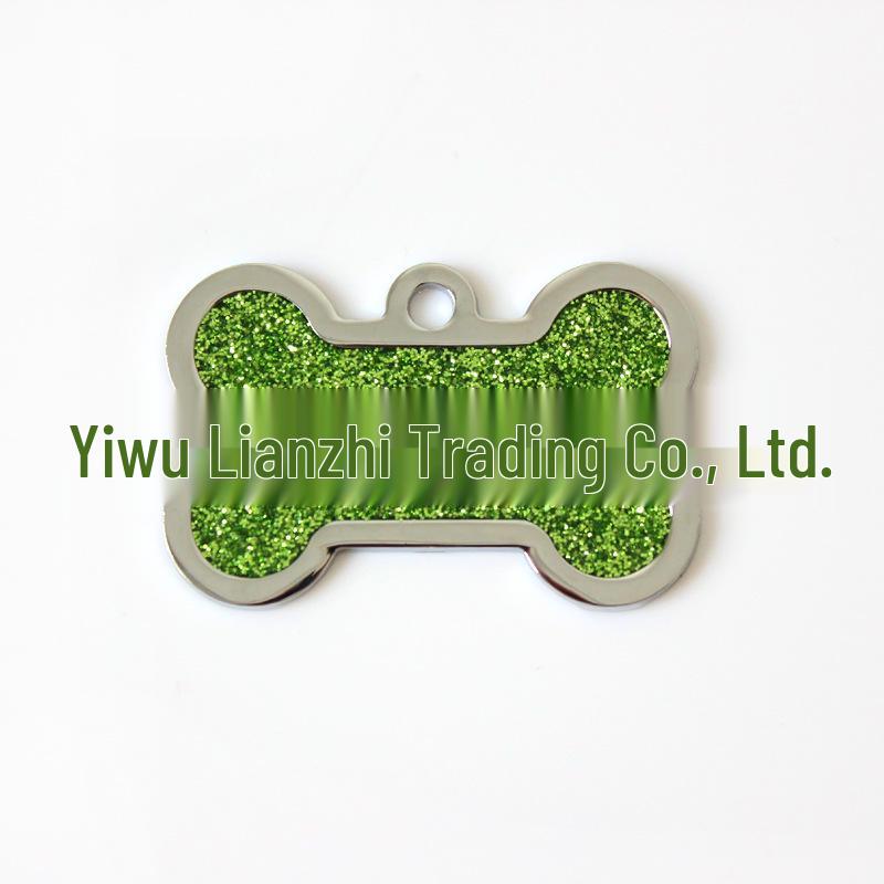 HC535 10-Color Glitter Dog Bone Metal Pet Tag Pendant