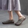 2026 Summer New Genuine Leather Hand Woven Patchwork Sandals Women Round Toe Flat Mules Comfortable Retro Casual Shoes