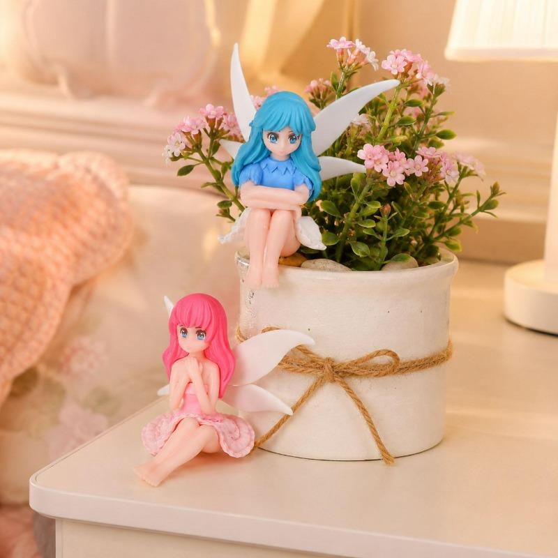 8/1Pcs Miniature Fairy Figurines Hand-Painted Small Flower Fairies with Wings Garden Micro Landscape Potted Cake Topper Decor