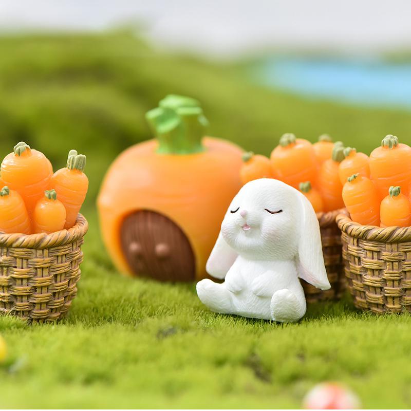 1PC Landschaft Harz Handwerk Ostern Dekoration Miniatur Niedlichen Kaninchen Hase Tier Figur Mini Hase