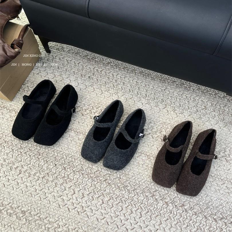 Flat-bottomed Korean Version of Mary Jane Single Shoes Women's Shoes 2025 New Autumn and Winter Black Gentle and Versatile Mao Mao Shoes