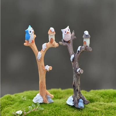 Mini Větvičky Stromů Pryskyřičné Miniatury Sova Vílí Zahrada Domeček Sada Panenky Vánoční Ozdoby Dětské Hračky