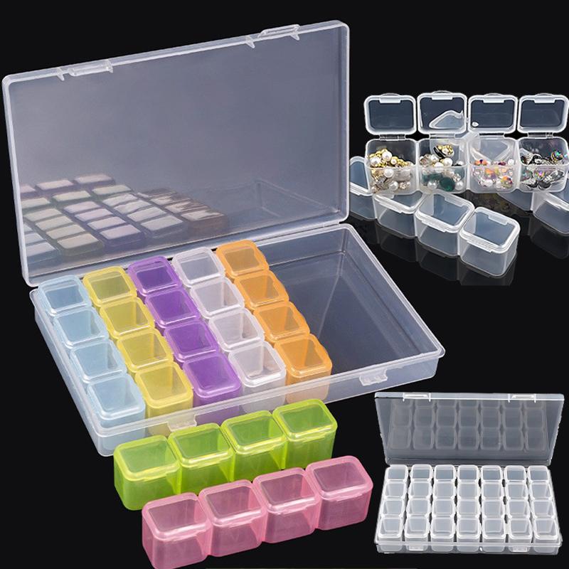 Nail Art Storage Box 24compartment Slot Organizer Storage Beads Container Adjustable Jewelry Storage Box Rectangle Case TMZ