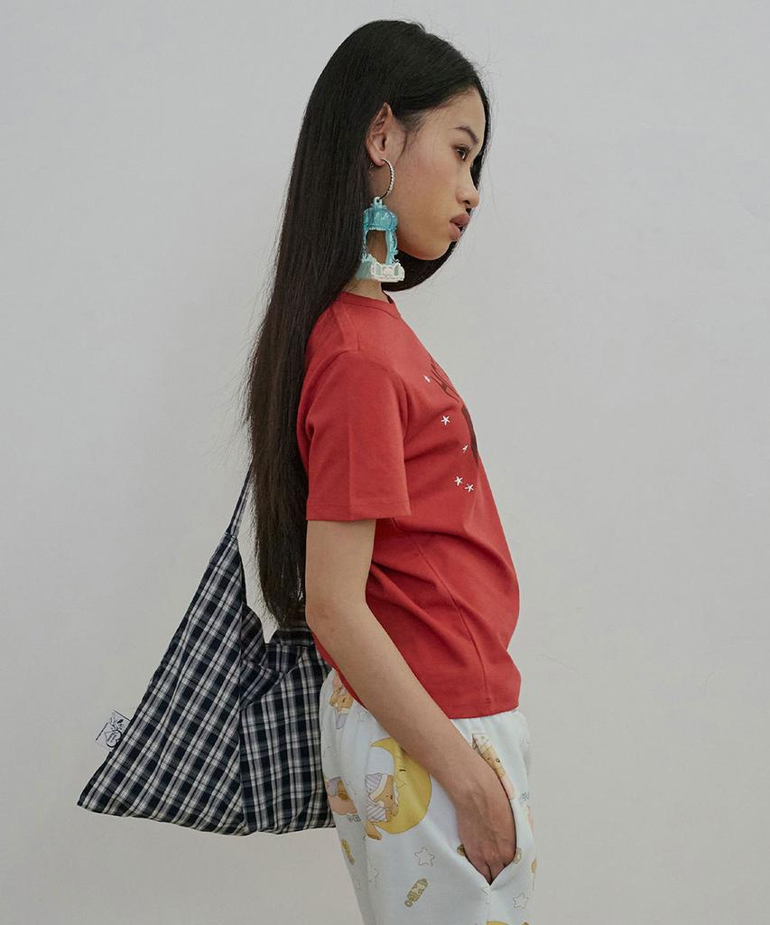 Sculptor Button Eco Bag Blue Check