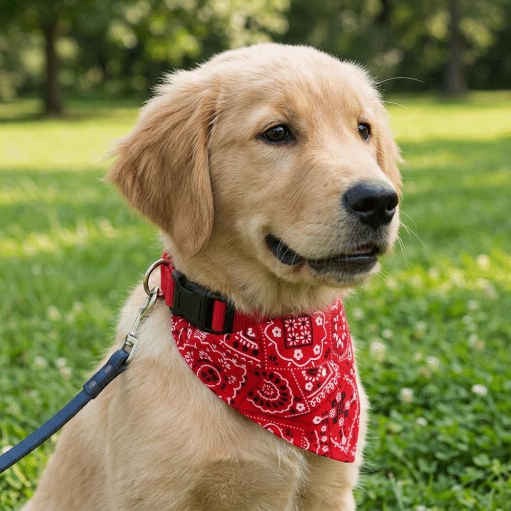 Adjustable Dog Bandana Retro Print Dog Neck Scarf Pet Triangle Scarf Home Daily Use