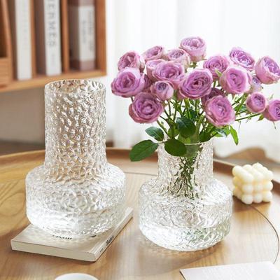 Luxury Hammered Glass Vase: Round Flower Vase & Living Room Ornament for Hydroponics