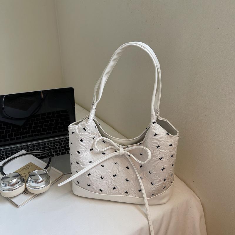 Niche Bow Bag Women's 2025 New Versatile Shoulder Underarm Bag Fashionable Portable Work Commuter Handbag