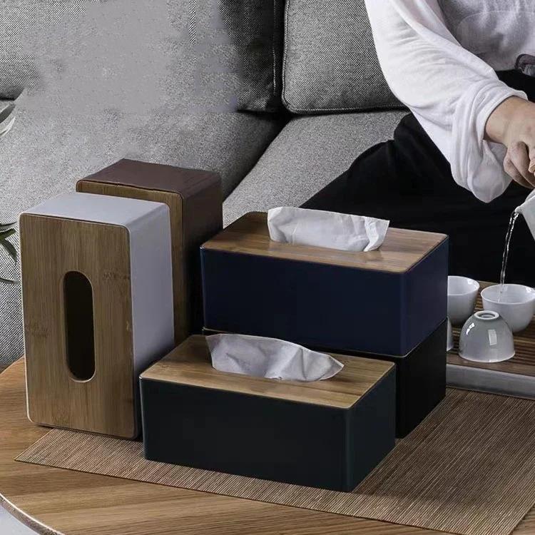 Tissue Box Napkin Holder Case Paper Box Container Bamboo Cover Solid Wood Hotel Storage Box Home Table Decoration