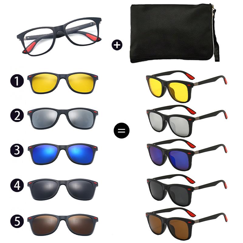 

KAMMPT Polarized Square Sunglasses Set Fashion Replaceable Magnetic Lenses Shades 2024 New Vintage Design Outdoor Sun Glasses as picture shows