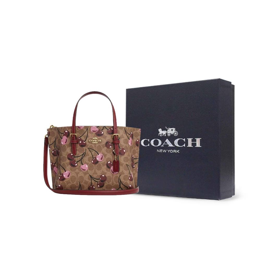 Coach Mollie Cherry Print Coated Canvas Tote Bag Women Tote Brown Multicolor CZ772-IMTAM