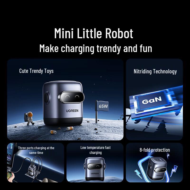 Ugreen Încărcător GaN Robot PD Multi-Port Type-C de 65W