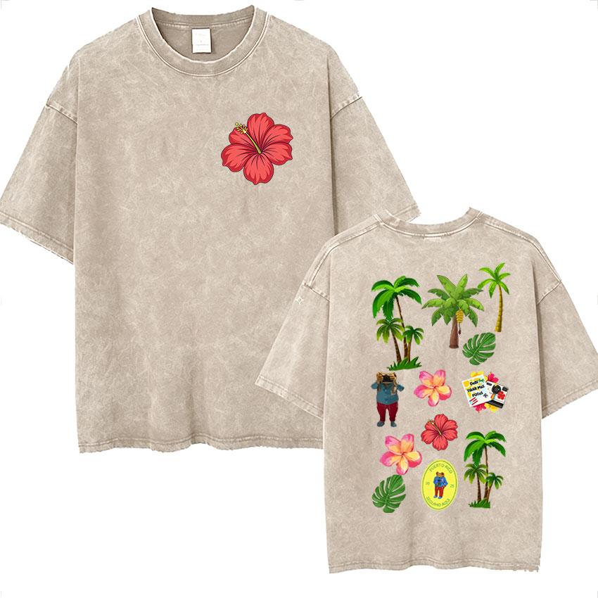 Rolig Debi Tirar Mas Fotos DTMF Vintage Tvättad T-shirt Bad Bunny Album 2026 Merch T-shirts Herr Dam Harajuku Överdimensionerad T-shirt