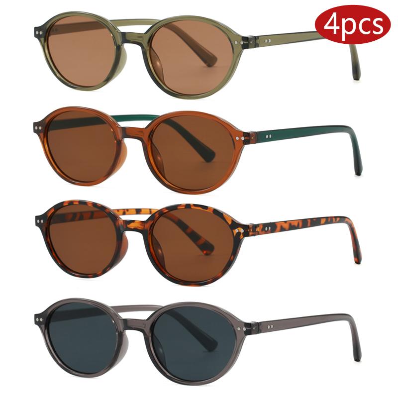 

Cycling 4pcs Fashion Simple Style Small Oval Sunglasses Women Rice Nail Design Sun Glasses Outdoor Street Photography Eyewear