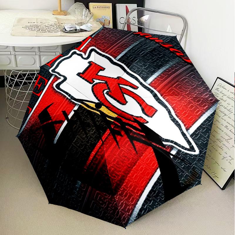 1PC City Chiefs Emblem Printed Umbrella Folding umbrella, automatic umbrella 8-Frame for Travel, camping Fan gifts Christmas Gifts