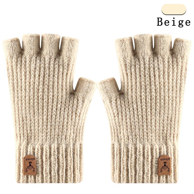 1 Pair Of Autumn And Winter Office And Study Half Finger Gloves, Warm And Cold Resistant Knitted Gloves, Outdoor Cycling Gloves