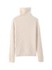 Women's Loose Fit Cashmere Cable Knit High Neck Sweater - Autumn & Winter.