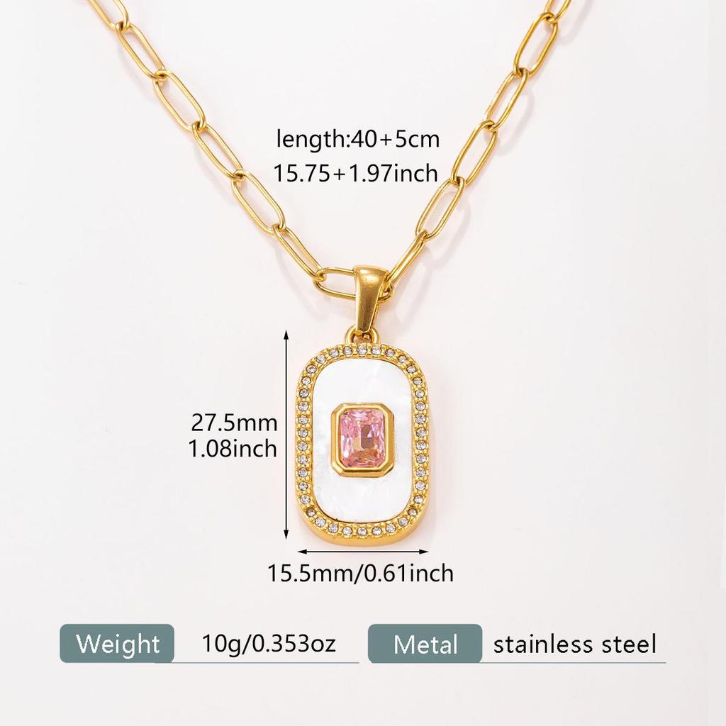 18K Gold Plated European Retro Necklace Set with White Shell & Zirconia
