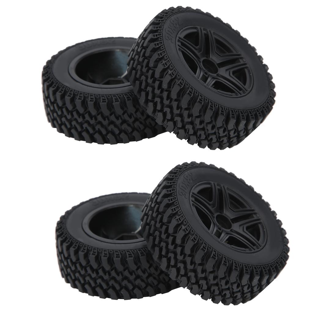 4PCS RC Metal Wheel Hub with Rubber Tire Set Fit for MN86K 1 12 RC Car Upgrade PartsBlack