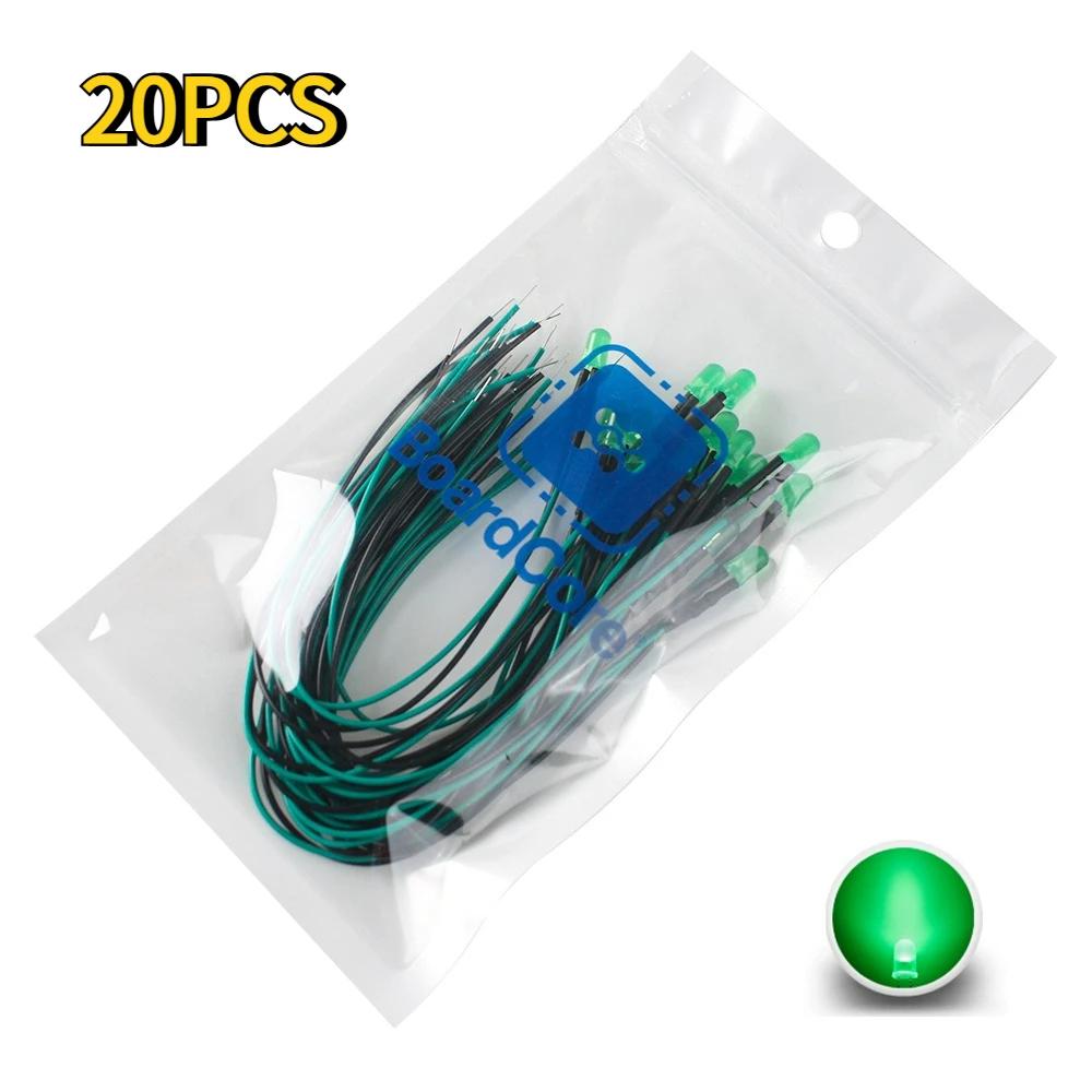 20PCS Prewired LED Diode 5mm 12V Ultra Bright Emitting Diodes Lamp DIY Projects White Red Green Blue Orange Yellow