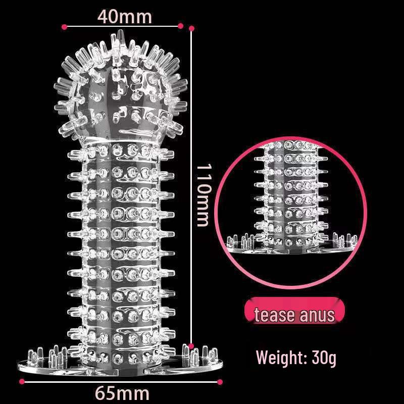 Spiked Silicone Cock Ring Set: 5 Crystal and Wolf Tooth Sleeves with Nubs and Ribs for Enhanced Arousal