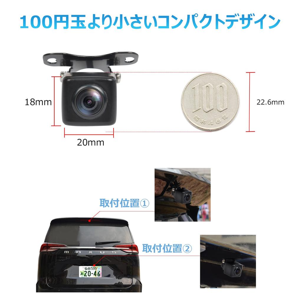 PARKVISION Ultra Small Back Camera, Front Camera, HD CMOS Sensor, Horizontal 110° Vertical 80°
