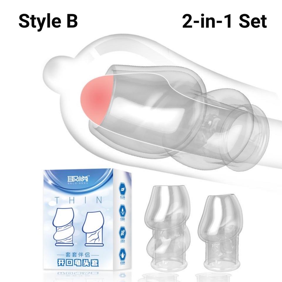 Delayed Ejaculation Adult Sexual Products Desensitized Particles, Glans Covering, Penis Enlargement and Thickening 2 Pcs