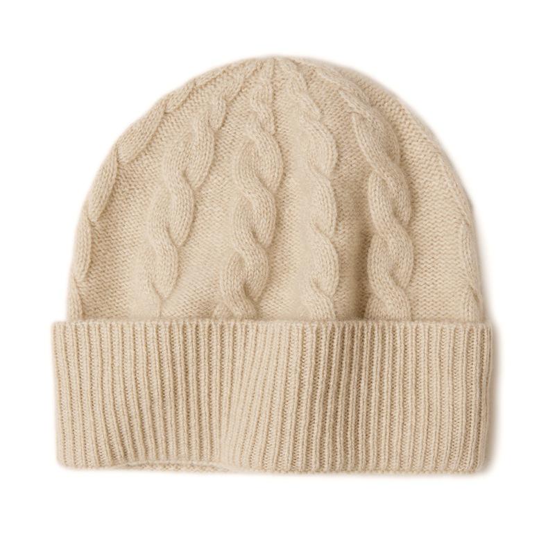 Kangsai Ni Women s 100% Cashmere Cable Knit Hat - Thick, Warm, and Stylish for Autumn/Winter One Size