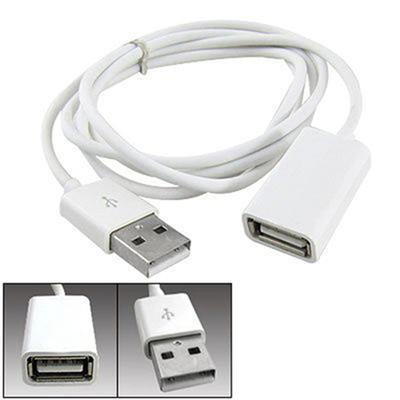 White PVC Metal USB 2.0 Male To Female Extension Adapter Cable Cord 1m 3Ft
