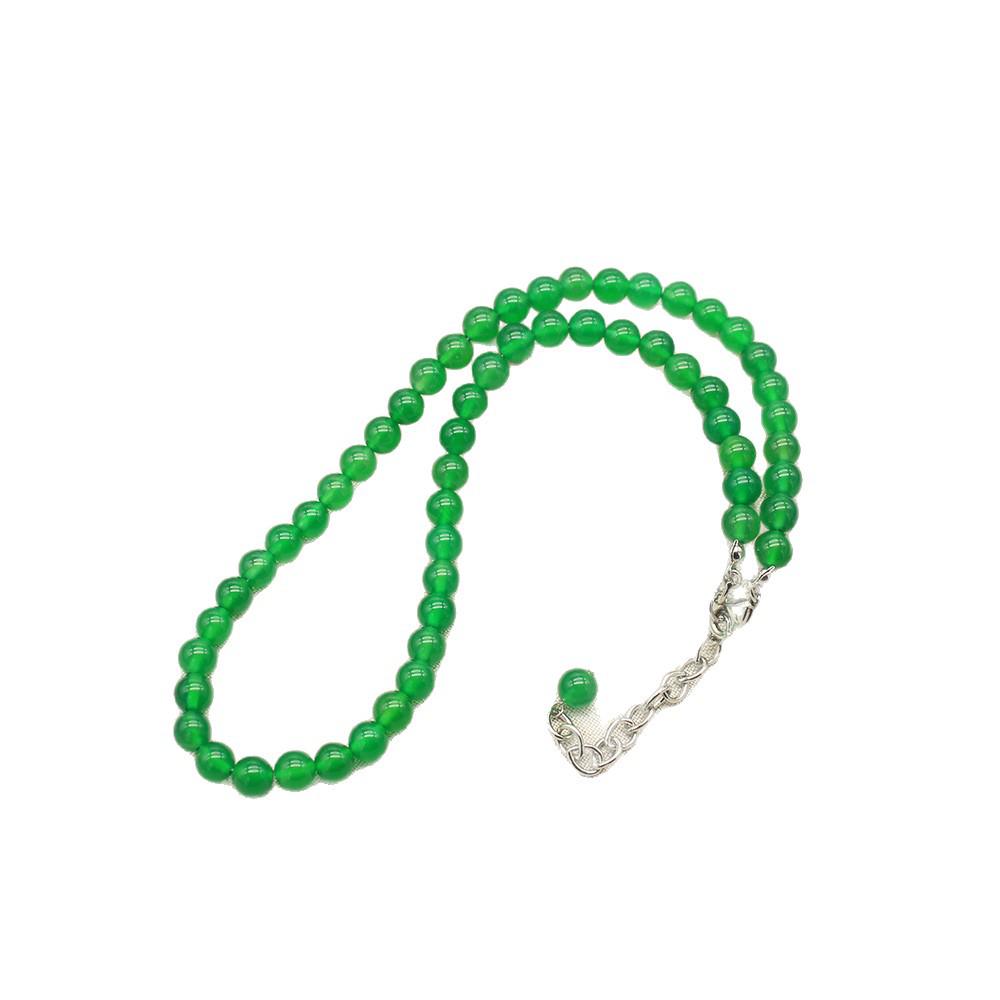 Elegant Green Agate Beaded Necklace & Gourd Ring Set for Women