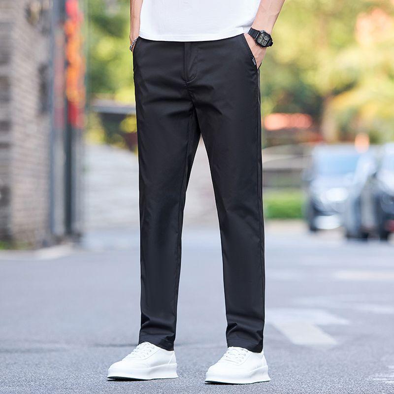 Spring and summer new European and American port ice silk khaki quick-drying loose straight boy casual pants men's pants