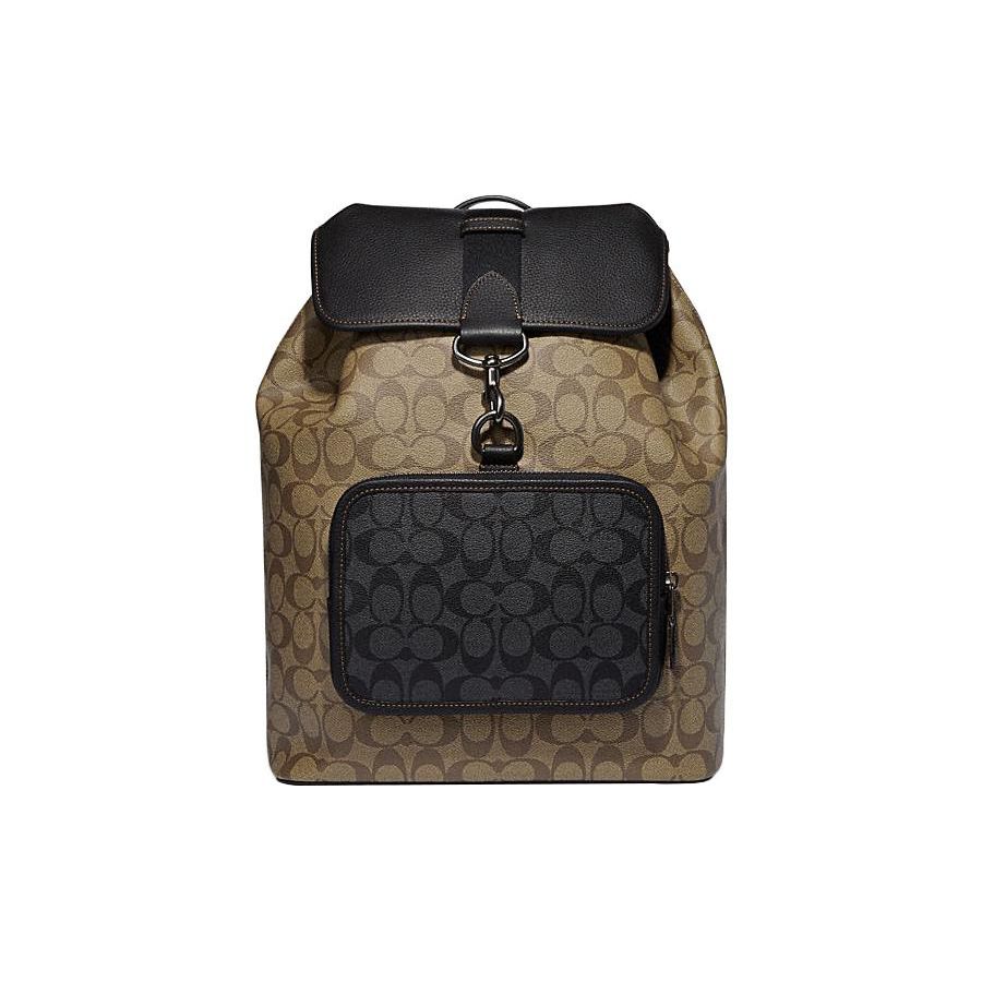

Coach Sullivan 30 Classic Monogram Drawstring Lock Closure Leather And Fabric Backpack Men Backpack Khaki Charcoal C9866-QBTUP Basic Set (Bag+Dust Bag)