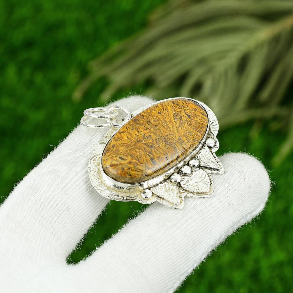 Gift For Women Pendant 925 Sterling Silver Natural Mariam Jasper Gemstone