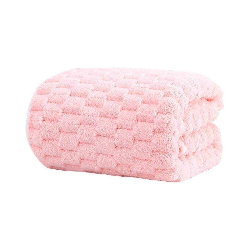 Cloud Grid Coral Fleece A Bath Towel, Quick-drying Wrap Towel, Enlarged and Thickened Household Bath Towel