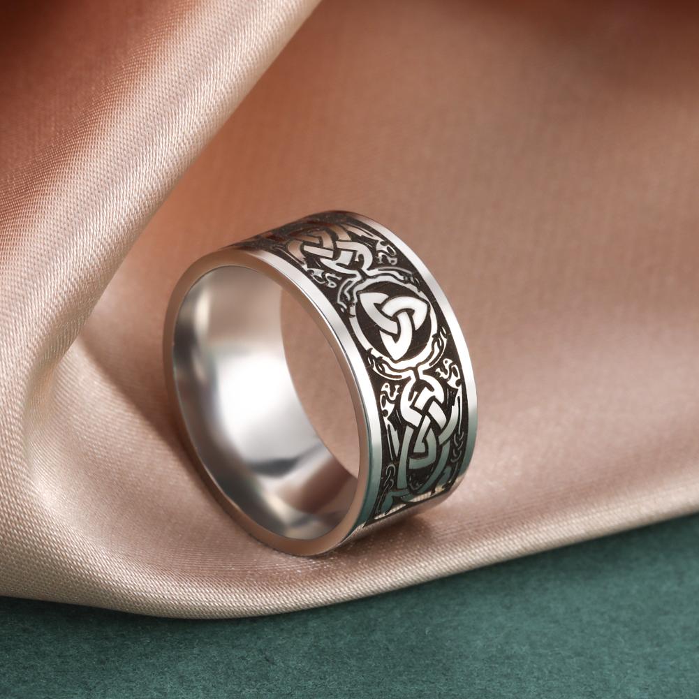 Vintage Viking Style Nordic Love Knot Wolf Men's Ring Defense Dragon Hiphop Rock Punk Women Tree of Life Couple Finger Ring Gift
