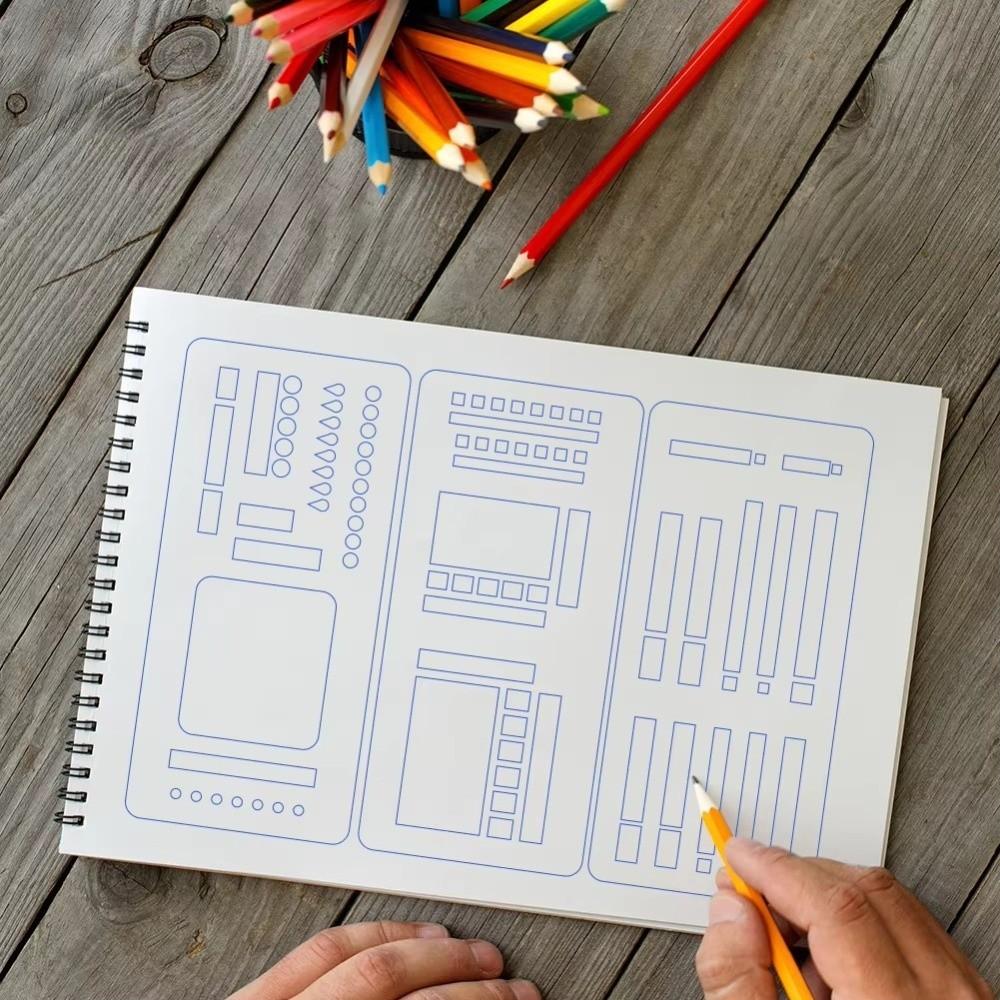 3pcs Simple Dot Grid Design Handmade Flexible Record Template DIY Scrapbook Journal Rectangle Stencil Ruler Set Stencil Ruler