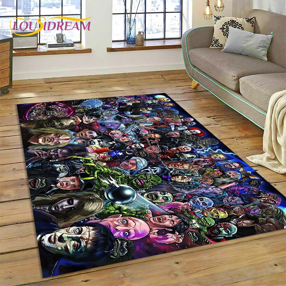 Postava z hororového filmu Chucky Pennywise Halloween Koberec do ložnice obývacího pokoje Dekorace na pohovku Doma Velká dekorativní podlahová rohož
