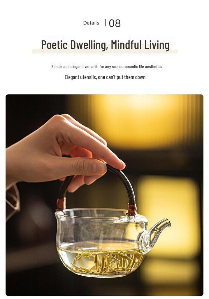 Heat-Resistant Glass Teapot with Handle - 2025 New Model for Green Tea Brewing, Household Tea Set