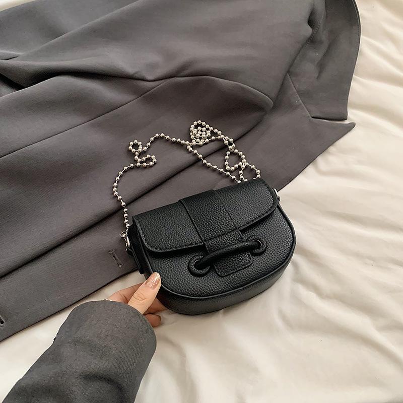Mini Exquisite Small Bag Fashionable Foreign Style Saddle Bag High Texture Lychee Pattern Summer Chain Shoulder Messenger Bag