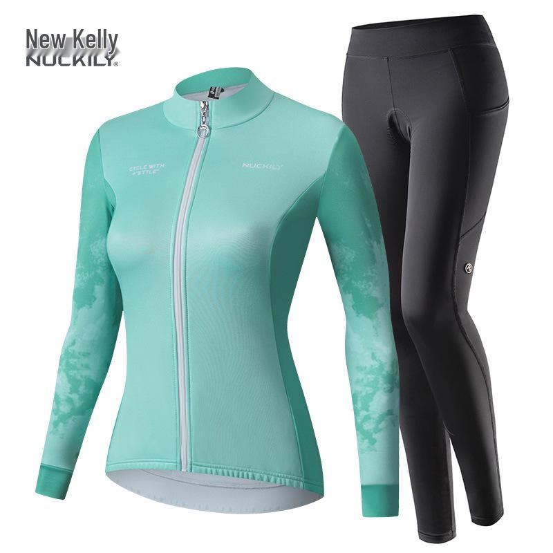 Women's Long Sleeve Fleece Cycling Suit - Autumn/Winter Mountain Bike Outfit