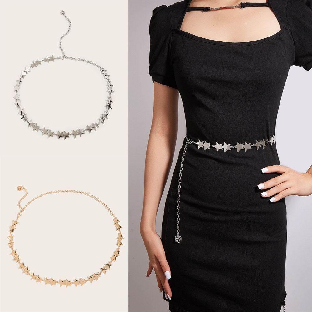 Adjustable Tassel Waist Chain Versatile Metal Star Waist Chain  Women Decorative Body Jewelry