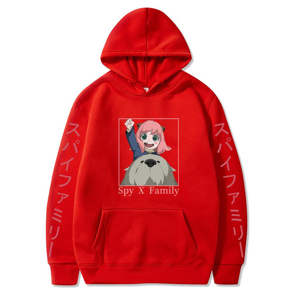 Свободные толстовки с капюшоном в стиле аниме Anya Forger семейная толстовка Spy X Y2k одежда в стиле каваи пуловеры в стиле Харадзюку пуловер с карманами для женщин 4XL красный 2120₽