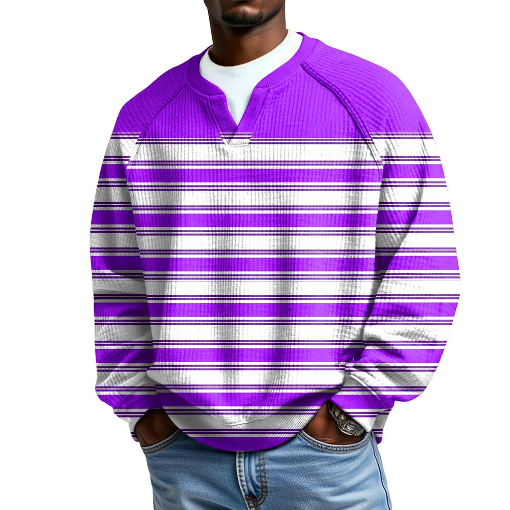 Herrfritidshuva Utomhus V-hals Vågmönster Långärmad