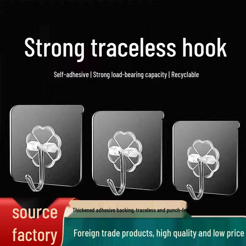 Transparent No-Drill Wall-Mounted Adhesive Hooks for Kitchen Storage