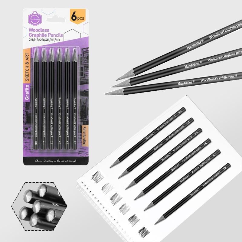 6pcs Sketch Charcoal Pencil Graphite Pencil Not Easy To Break The Core Without Wood Outdoor Sketching Details Painting Design